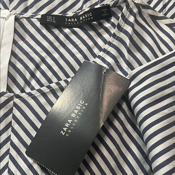 Zara Blue and White Striped 3/4 Length Sleeve Tunic - Picture 7 of 7